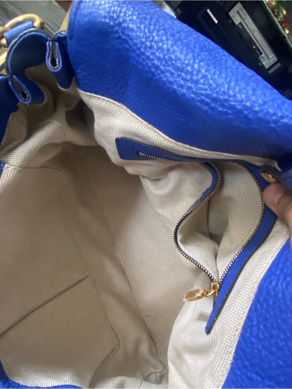 MCM Royal Blue Leather Crossbody Messenger Bag - Picture 5 of 11